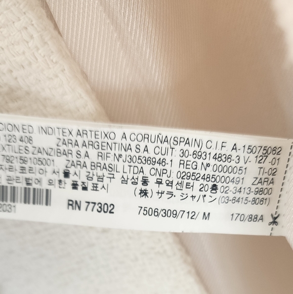 ZARA Women's Cream Off White Ivory Tweed Coat M - Picture 6 of 7